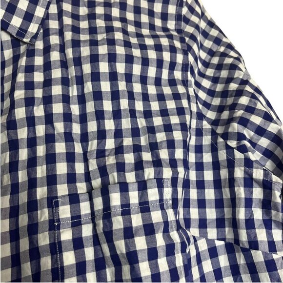 UnTuckIt Womens 16 Gingham Plaid Button Up Blue White Cotton Cottagecore Country - Picture 2 of 6
